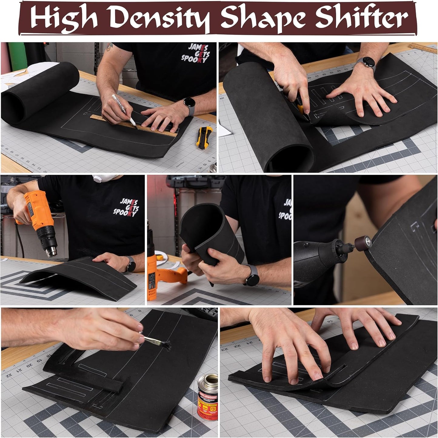 Shape Retention EVA Cosplay Foam 10mm (1mm-10mm) 14x39 inch Black or White High Density EVA Foam Sheets. Premium 85 kg/m3 Heat Shape Material for DIY Convention or Halloween Costumes by The Foamory