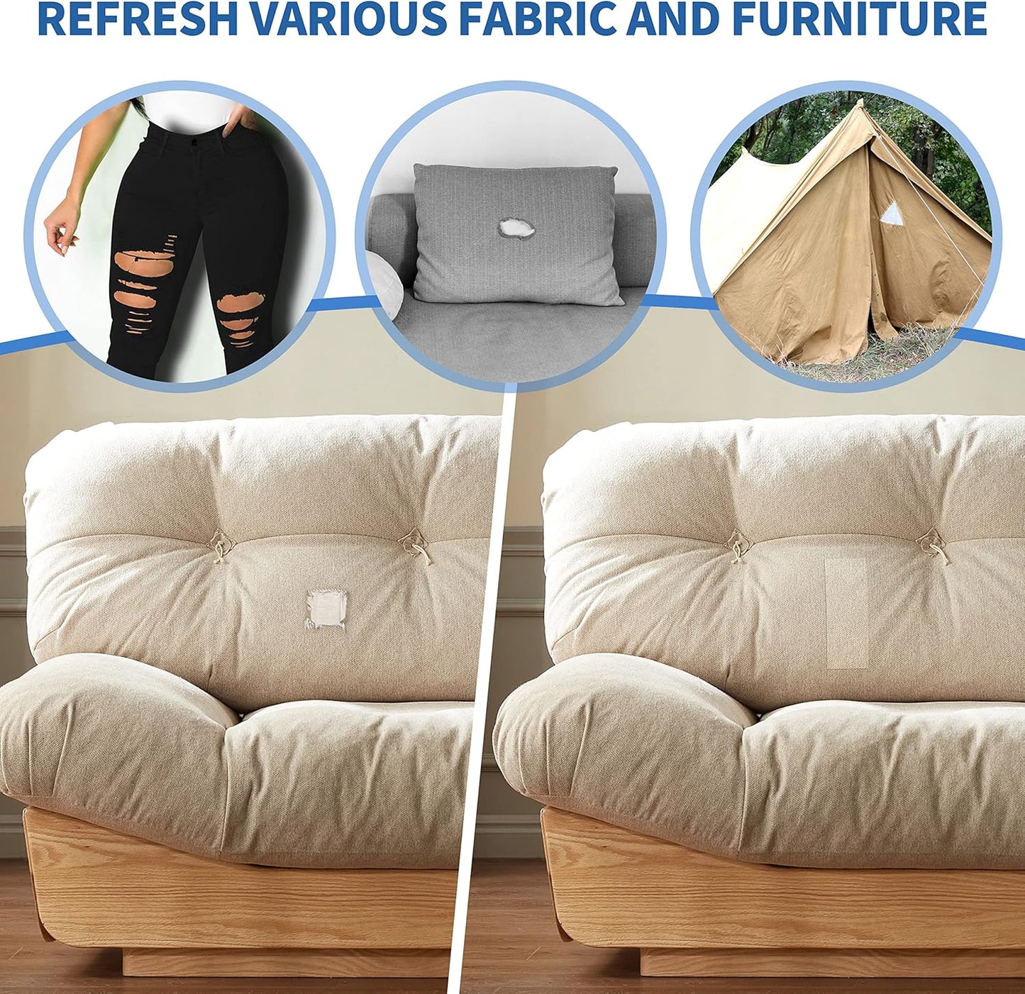KING MOUNTAIN Canvas Iron on Patch,3"×60",Waterproof 100% Cotton Fabric Repair Patch,Used for Various Sofa,Tent,Clothes,Seats,Suitcases (Light Gray)