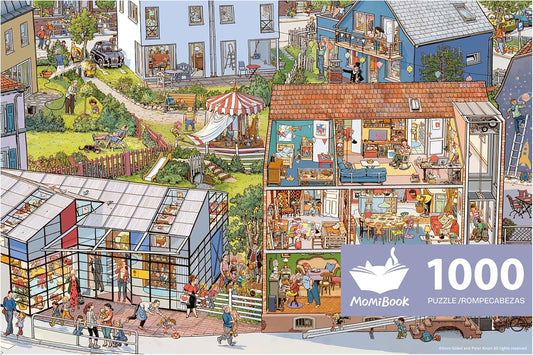 MOMIBOOK Puzzles for Adults 1000 Piece Jigsaw Puzzles of Wonderful! A Big Family, Painting Image Difficult Challenging Hard Impossible Puzzle, Cute Funny Toys & Games Christmas Birthday Gifts