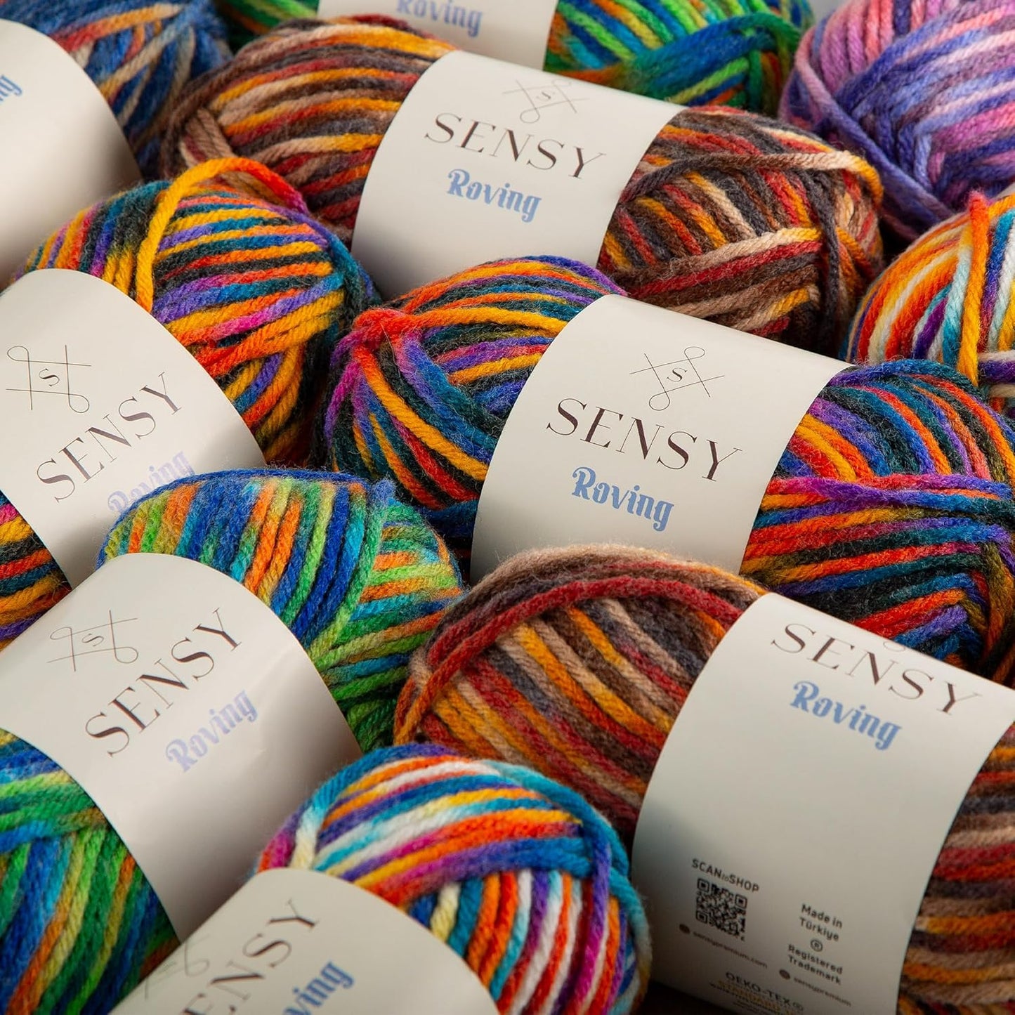 3 Skeins of Sensy Roving Multi Color Yarn, 3.5 oz, 132 Yards, Gauge 5 Bulky (Midnight)