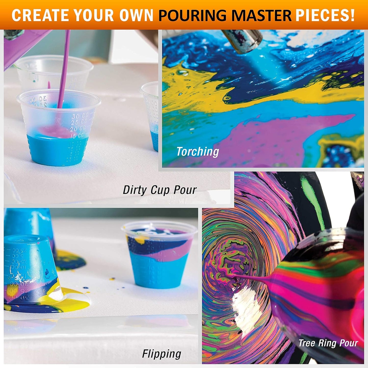 Pouring Masters Mango Ready to Pour Acrylic Pouring Paint - Premium 8-Ounce Pre-Mixed Fluid Acrylic Paint - Fluid Art Supplies for Canvas, Wood, Paper, Tile & Rocks