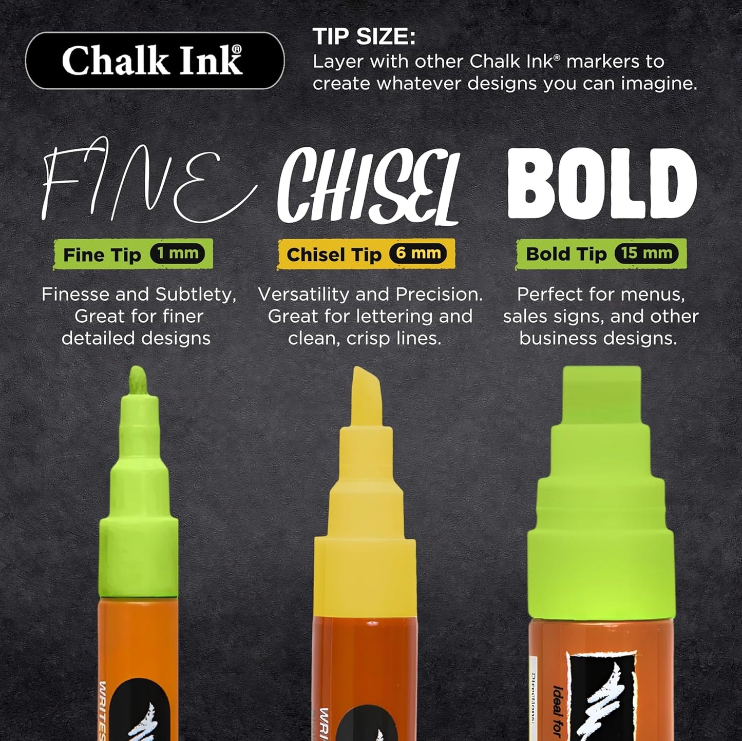 Chalk Ink Chisel Tip Wet Wipe Chalk Markers (6mm, Fall-Lala-Lala, 6 Pack)