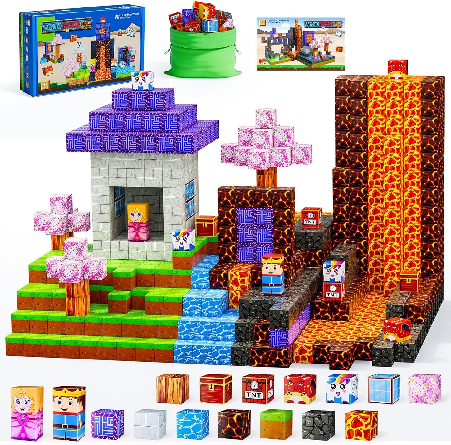 Magnetic Blocks - Build Magnet World Magic Portal Set, Magnetic Tiles Building Blocks Toddler Toys STEM Sensory Outdoor Toys for 3+ Year Old Boys & Girls, Creative Kids Games Kids Toys-120PCS