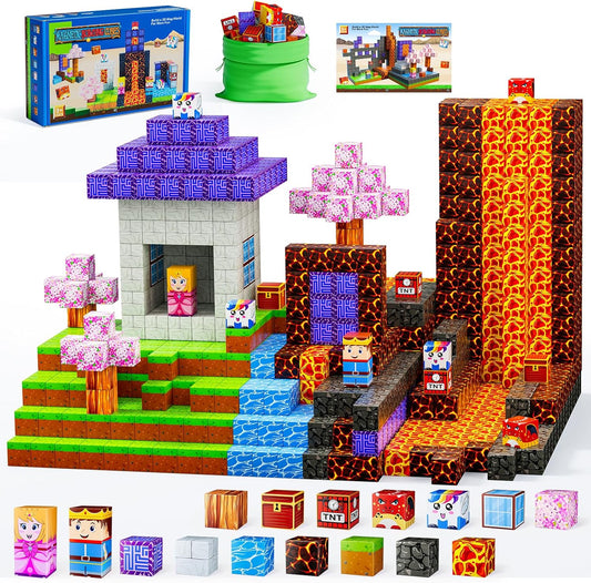 Magnetic Blocks - Build Magnet World Magic Portal Set, Magnetic Tiles Building Blocks Toddler Toys STEM Sensory Outdoor Toys for 3+ Year Old Boys & Girls, Creative Kids Games Kids Toys-120PCS