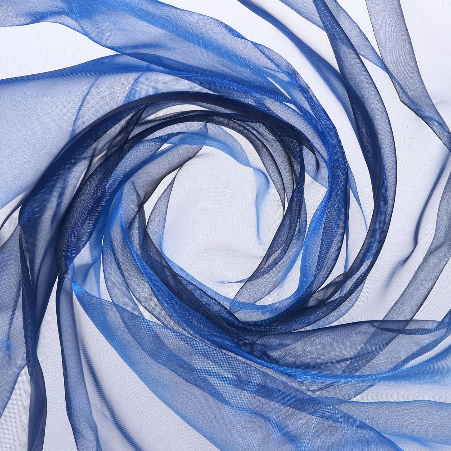 MECCANIXITY Iridescent Sheer Organza Fabric, 10 Yards x 59 Inches Solid Holographic Shiny Fabric Organza Cloth for Wedding, Curtains, Costume, Photo Background, Gradient Sapphire Blue Black