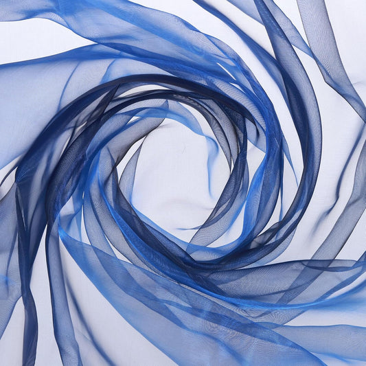 MECCANIXITY Iridescent Sheer Organza Fabric, 10 Yards x 59 Inches Solid Holographic Shiny Fabric Organza Cloth for Wedding, Curtains, Costume, Photo Background, Gradient Sapphire Blue Black