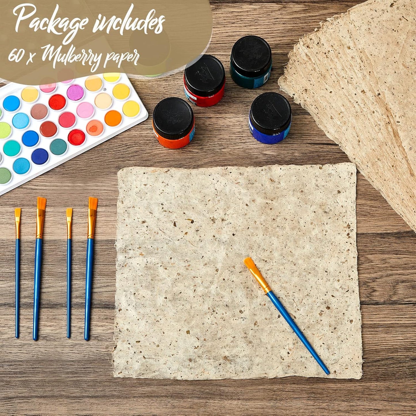 Henoyso 60 Pcs 16 x 12 Inches Mulberry Rice Paper, Handmade Decoupage Paper Sheets, Vintage Washi Carfts DIY Painting for Calligraphy Drawing Writing Scrapbooking Art Supplies