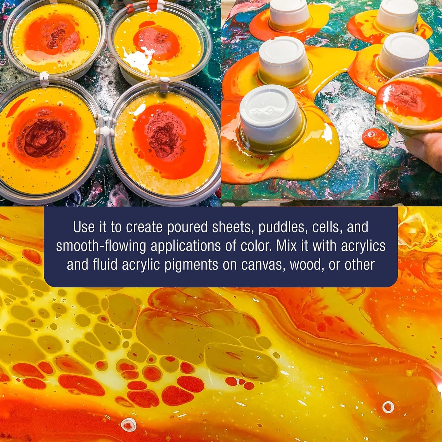 U.S. Art Supply Professional Gloss Pouring Medium 32oz (Quart) - Improves Paint Flow & Cell Effects Creator, Viscosity Adjuster for Art Acrylic Painting