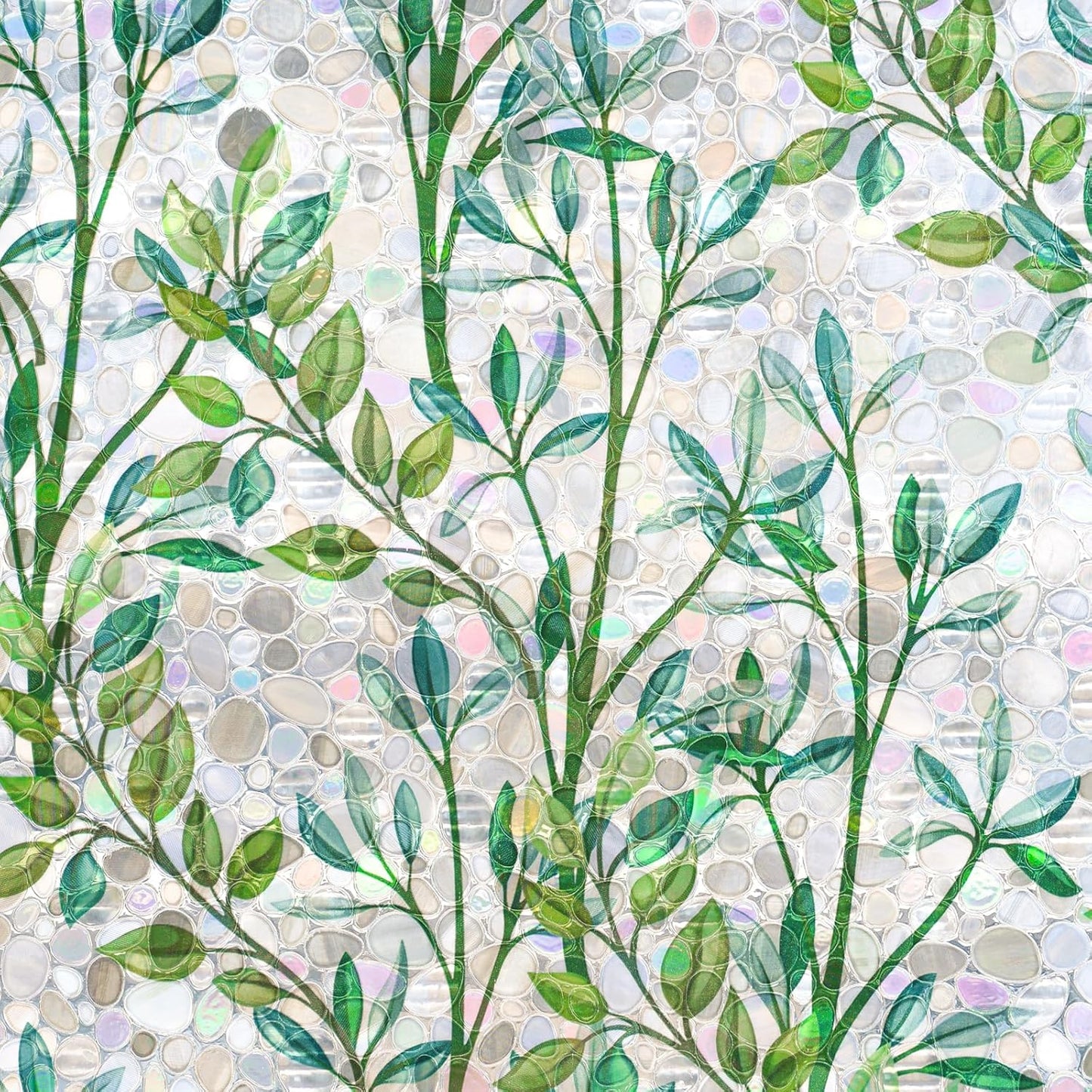 LEMON CLOUD Window Privacy Film, Stained Glass Window Film, Decorative Rainbow Window Clings, Static Cling Non Adhesive Door Stickers, Anti-UV Sun Blocker Heat Control for Home 17.5 x 157.4 inches