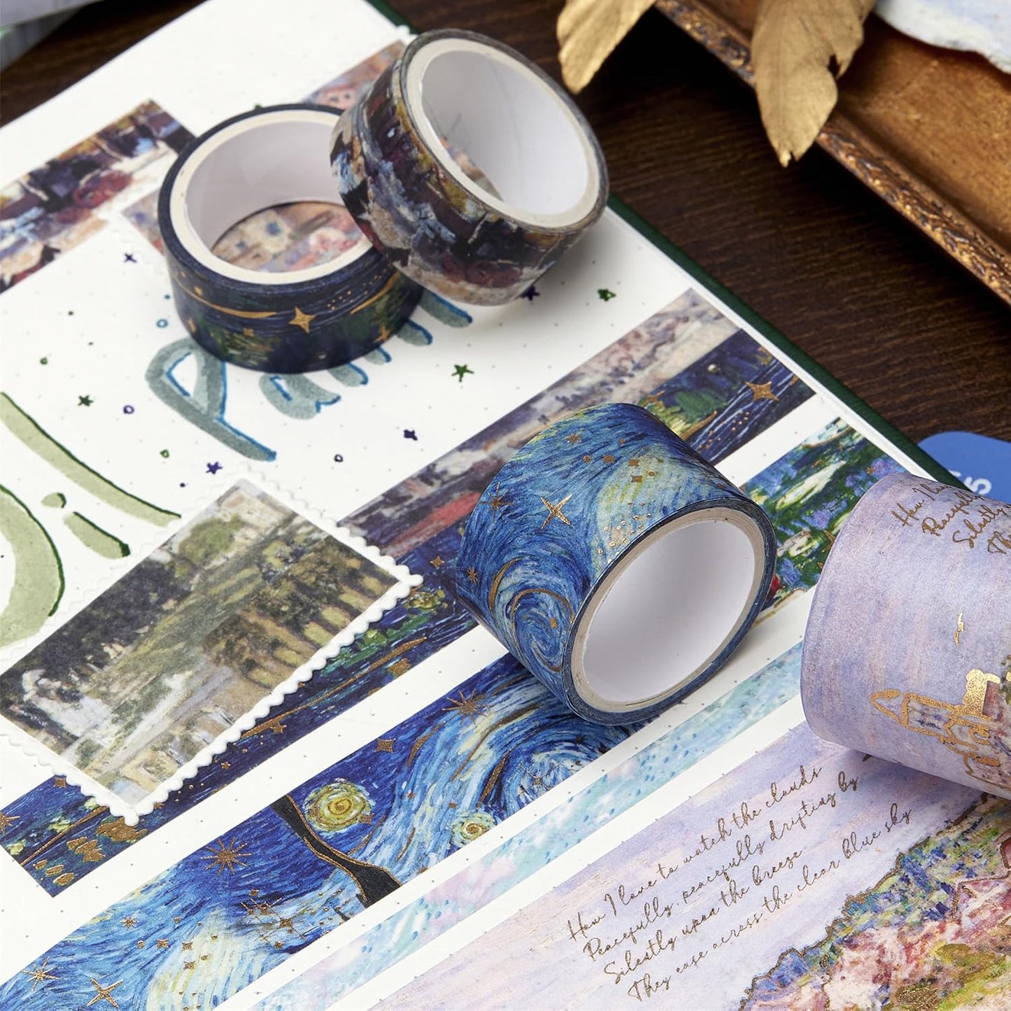 YUBX Landscape Washi Tape Set in Oil Painting Style 24 Rolls Scenery Drawing Masking Graphic Decorative Tapes for Arts, DIY Crafts, Journals, Planners, Scrapbook, Wrapping