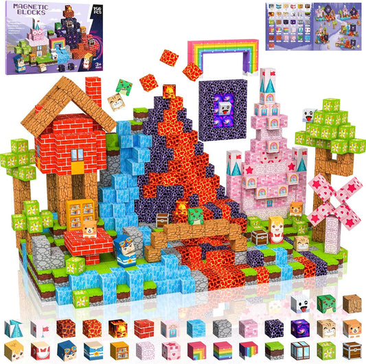 Magnetic Blocks 150 PCS Magnetic Building Blocks, 3+ STEM Montessori Sensory Toys, Magnetic Cube for for 3 4 5 6 7 8 9 10 11 12 8-12 Years Old Boys & Girls Birthday Gifts