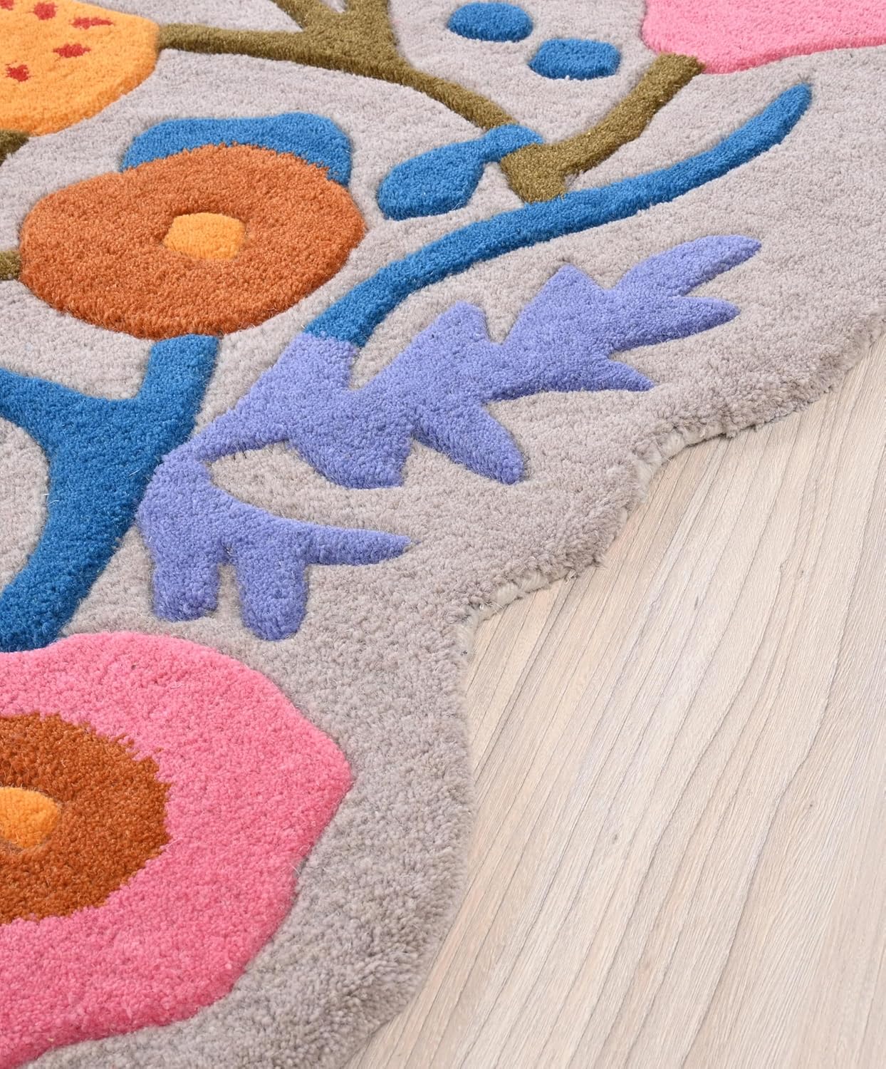 Handmade Wool Floral Area Rug for Living Room | Elegant Flower Garden Design, Soft, Thick and Durable | Bedroom, Dining Room & Home Decor Carpet (10' x 11', Floral H)