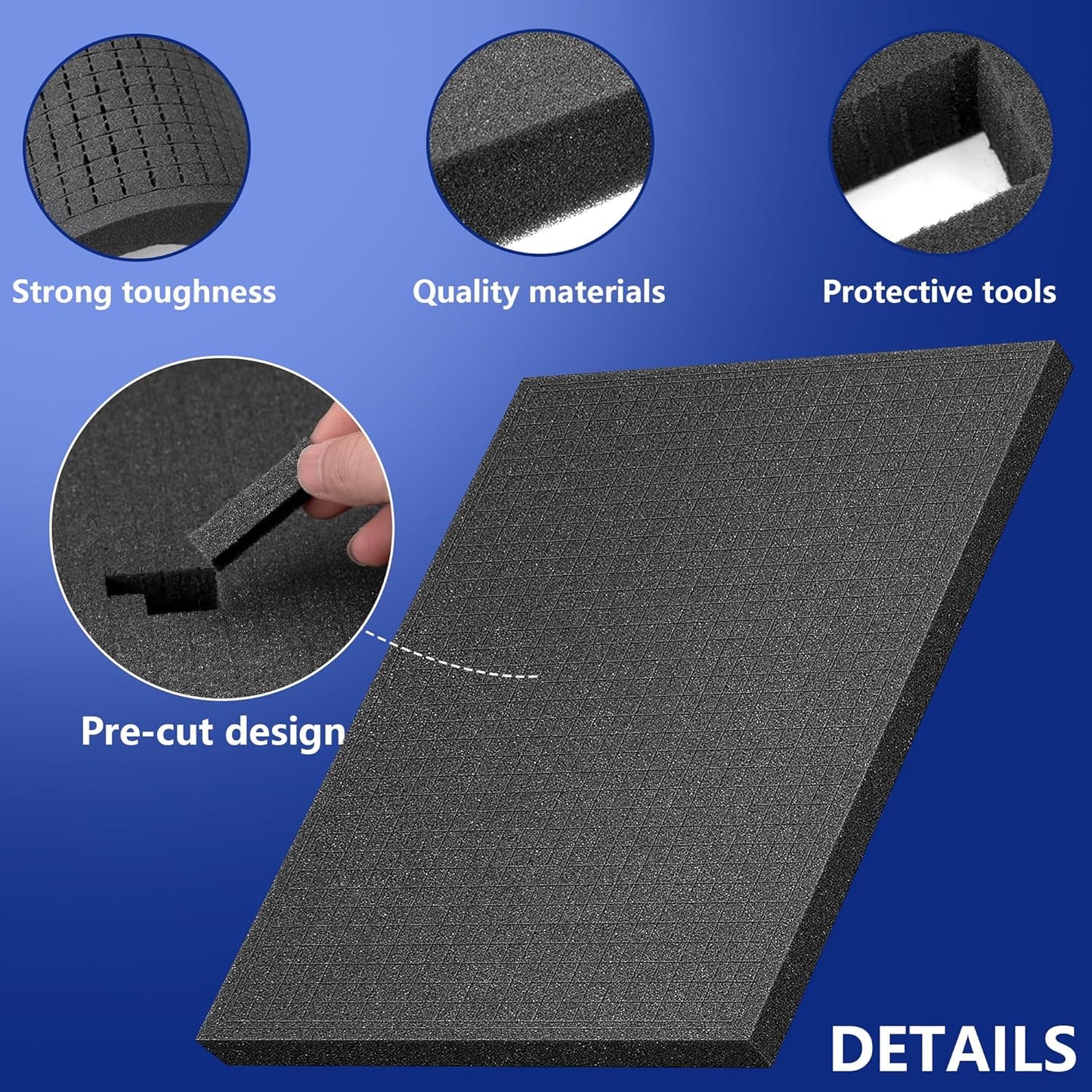 DECOHS 6 Pcs Pick Apart Foam Inserts- 2 Size Pick and Pluck Foam Sheets- Pluck Pre Cubed Foam Pads for Toolbox Game Box Cases Camera Storage Drawer