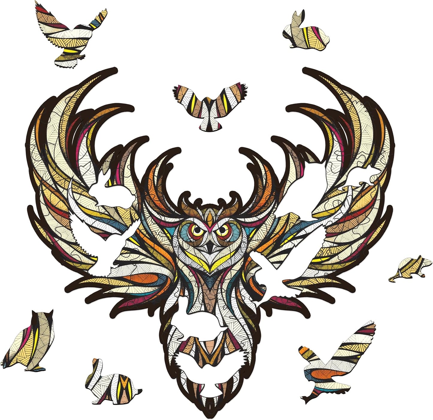 EWA Home Décor – Owl Small 70 Pieces – Wooden Jigsaw Puzzle for Adults – Perfect for Artistic Home Decoration and Mindful Relaxation