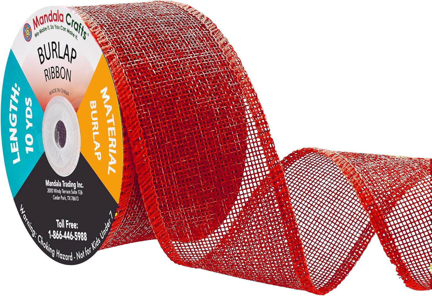 Mandala Crafts Red Burlap Ribbon 2 Inches Wide Jute Ribbons for Crafts - 20 Yds Roll Rustic Burlap Wrap Trim Ribbons for Wreaths Bows Wedding Party Decoration