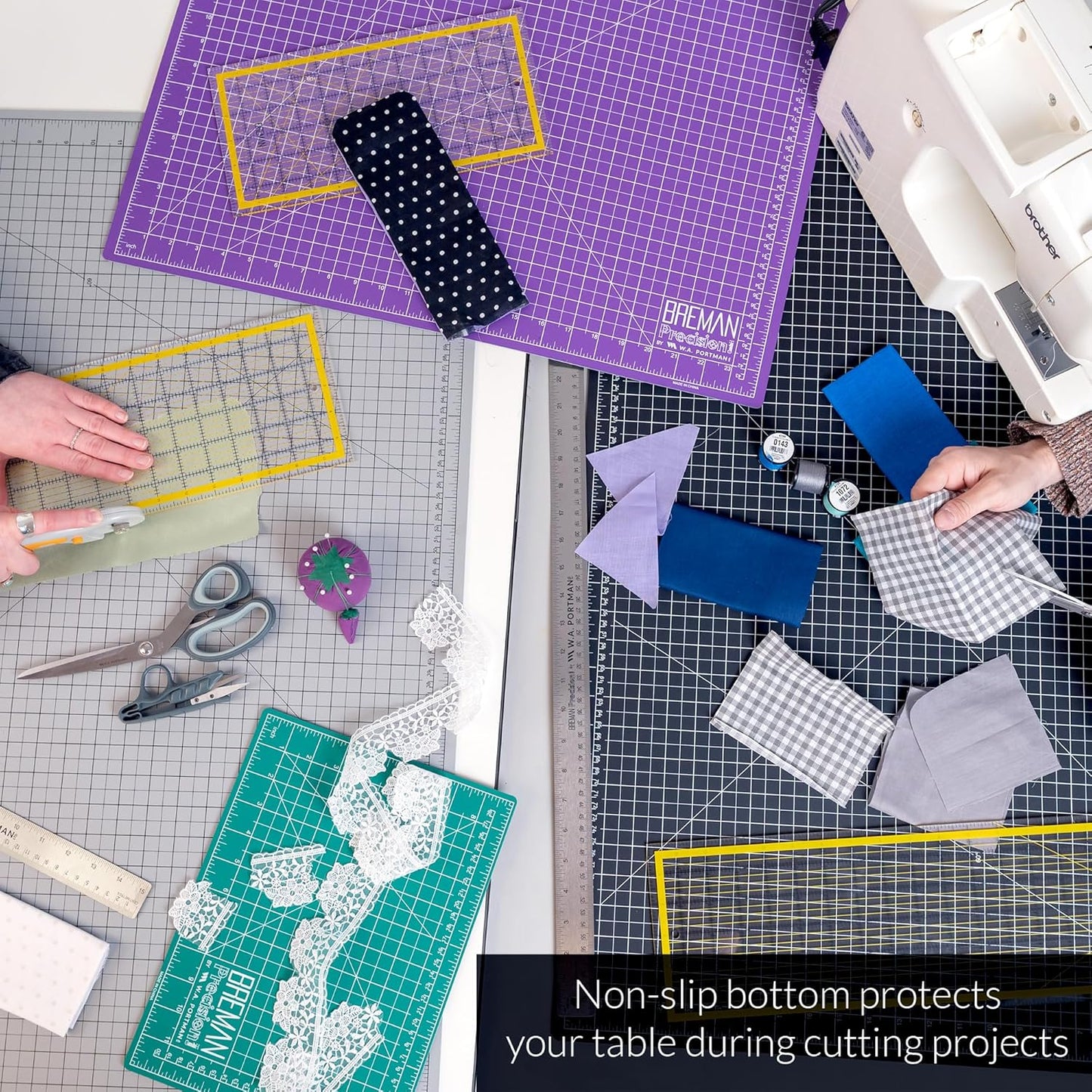 Breman Precision 18x24 Inch Self Healing Cutting Mat - 2-Sided 5-Ply PVC Green/Black Cutting Mats for Crafts, Sewing, Quilting and DIY Projects - Durable and Non-Slip Design with Precise Grid Lines