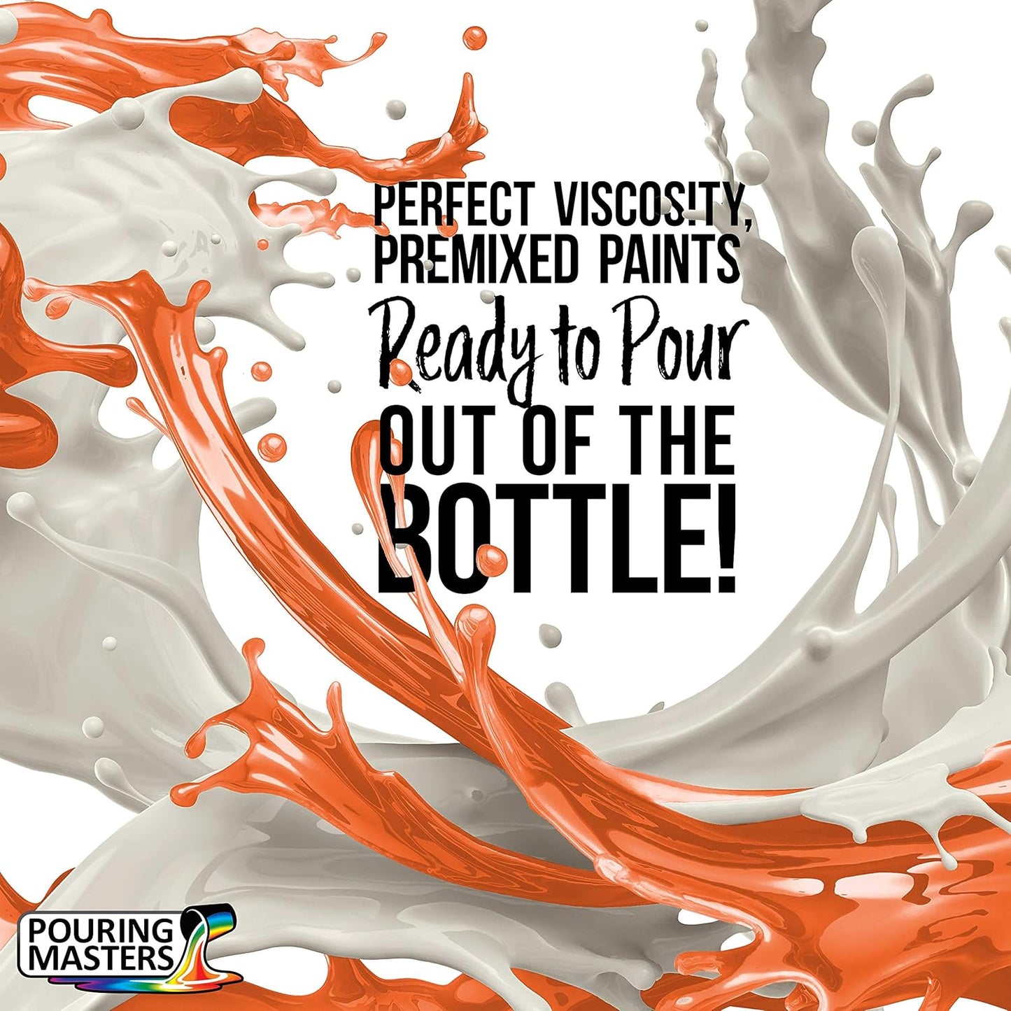 POURING MASTERS Citrus Orange Acrylic Ready to Pour Pouring Paint - Premium 8-Ounce Pre-Mixed Water-Based - for Canvas, Wood, Paper, Crafts, Tile, Rocks and More