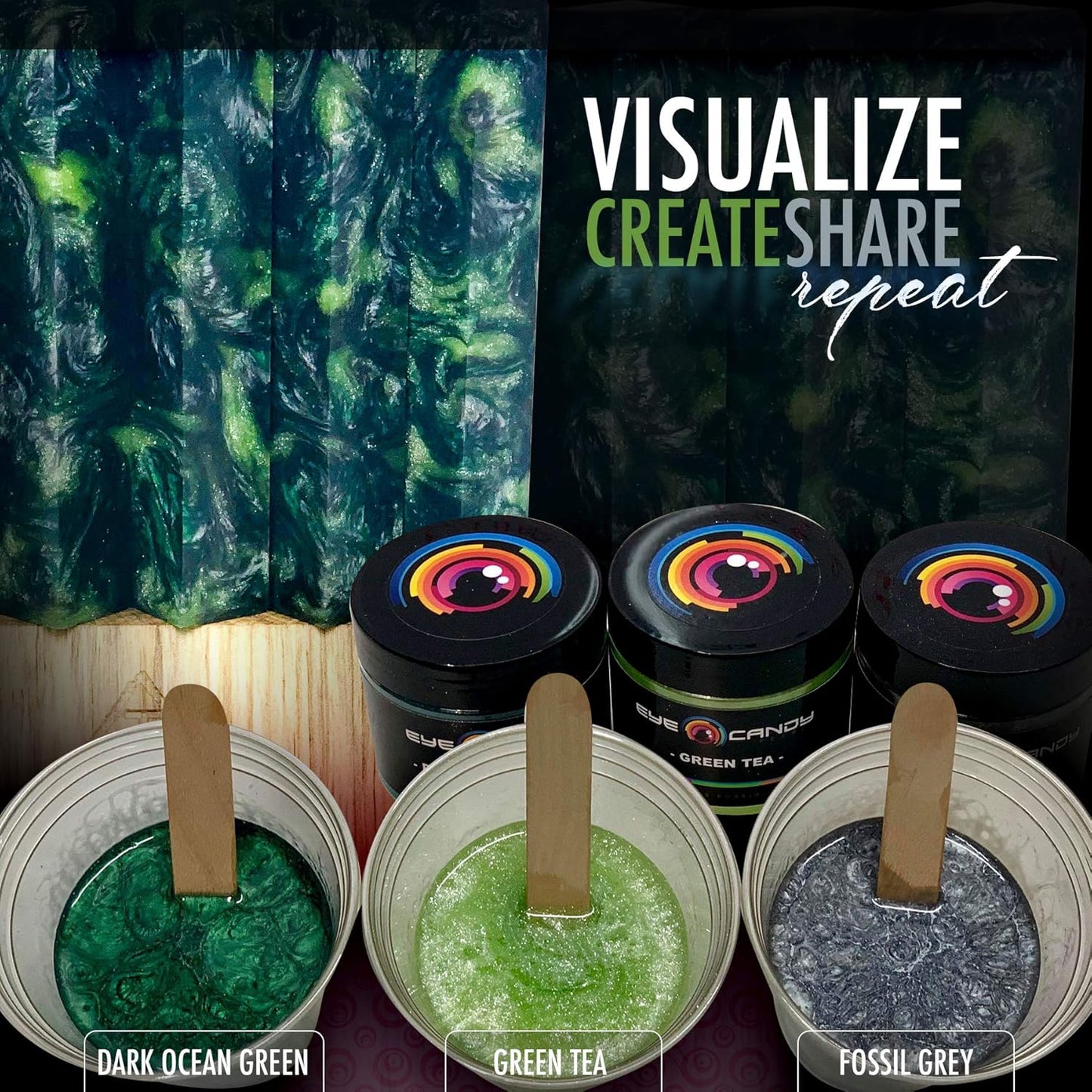 Eye Candy Pigments Premium Grey Mica Powder - Fossil Grey (50gr) - for Epoxy, Resin, Soap, Paint, Woodworking, Acrylic Pouring, Bath Bombs, Fishing Lures - DIY Arts and Crafts Additive