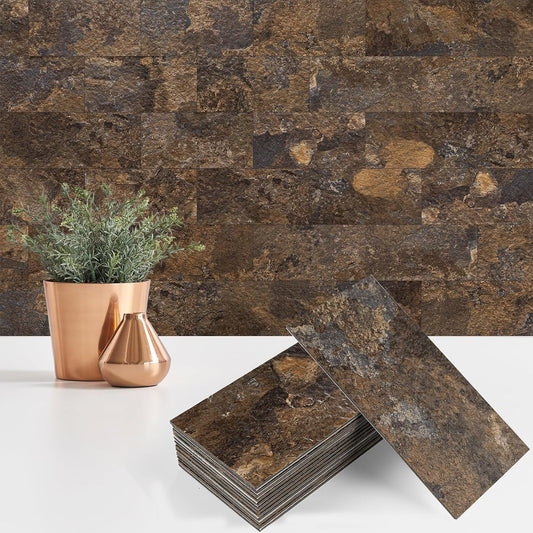 4 Pieces Peel and Stick Backsplash for Kitchen, 3" x 6" PVC Subway Tile 2024 Upgraded Rust Slate Backsplash Stick on Tile Elevate Kitchen, Bathroom, Fireplace,RV