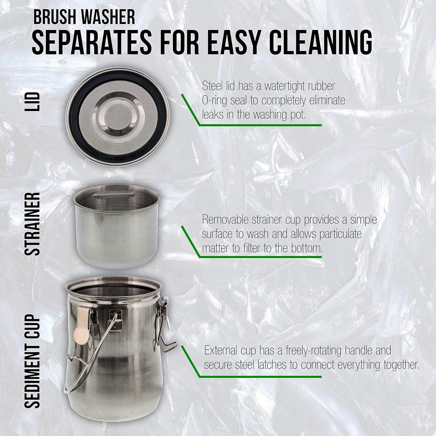 US Art Supply Large Stainless Steel Leak-Proof Premium Brush Washer