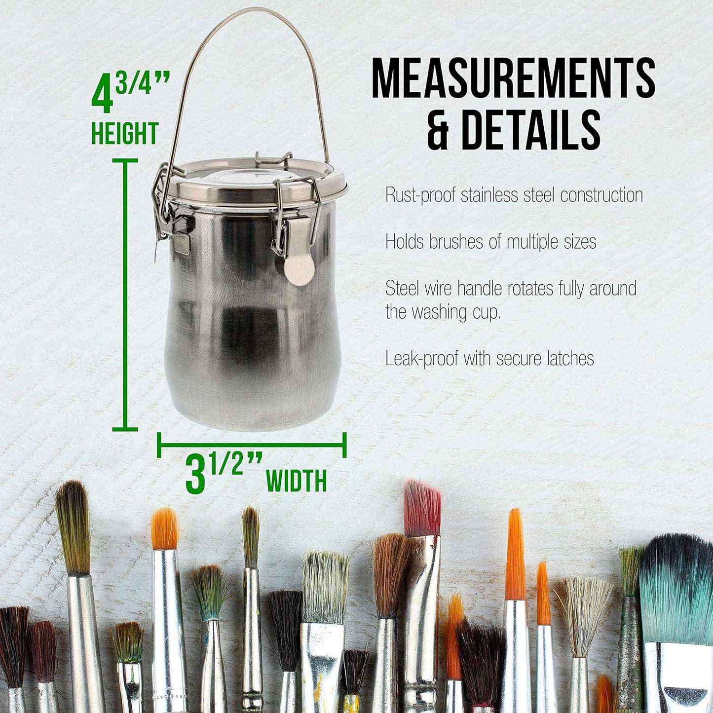 US Art Supply Large Stainless Steel Leak-Proof Premium Brush Washer