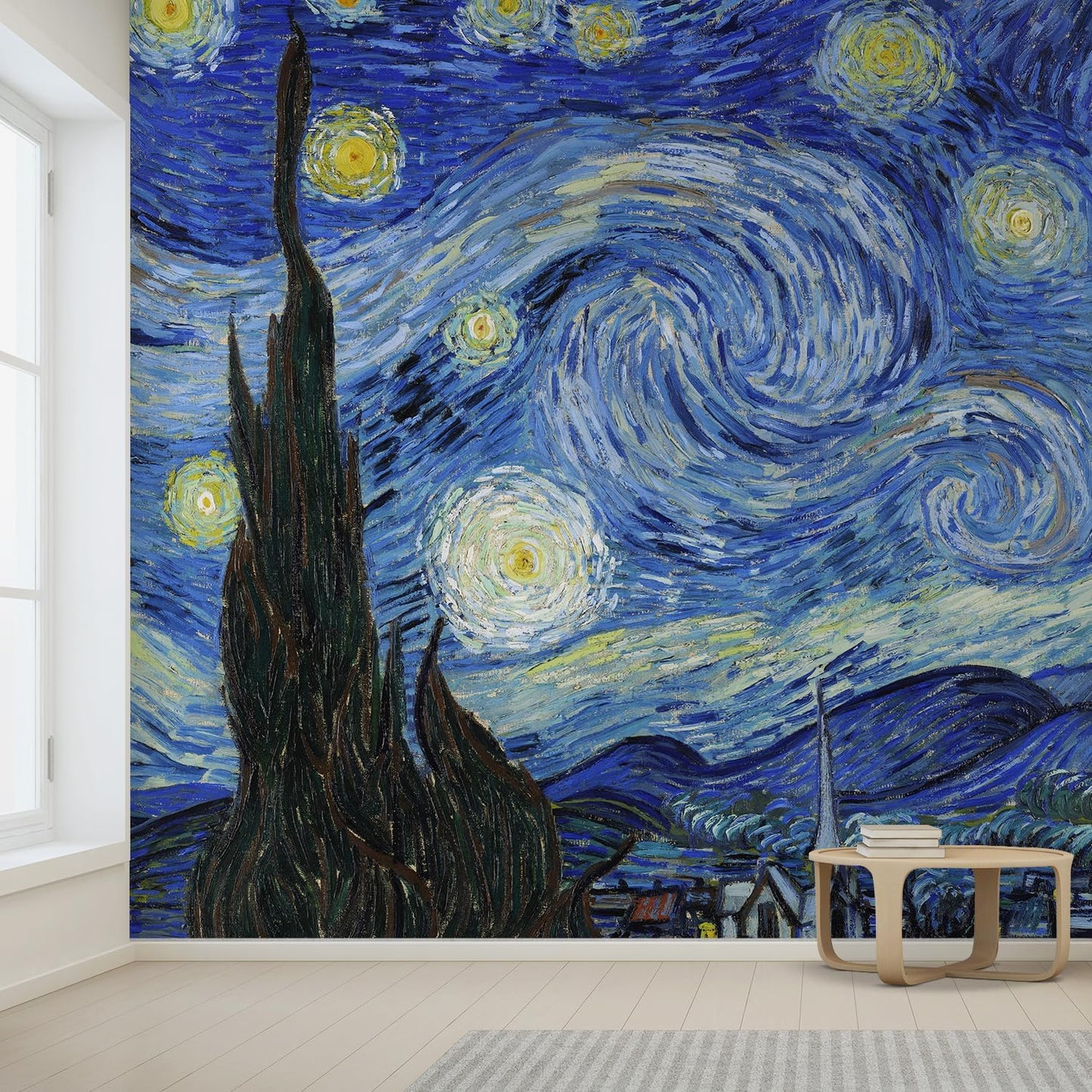 wall26 Starry Night by Vincent Van Gogh Dutch Impressionism 20th Century Artist Peel and Stick Large Wall Mural, Removable Wallpaper, Home Decor - 108x168 inches