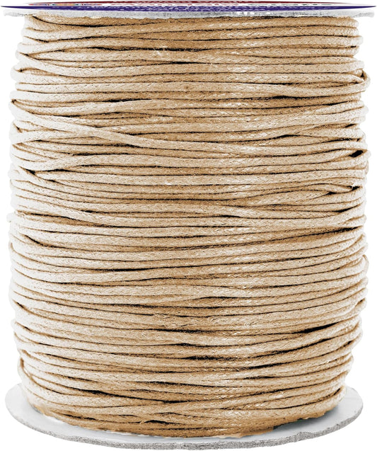 Mandala Crafts 1.5mm 109 Yards Natural Cotton Waxed Cord for Jewelry Making Bracelet Cord Waxed String - Beading String Thread Jewelry Cords for Necklaces String