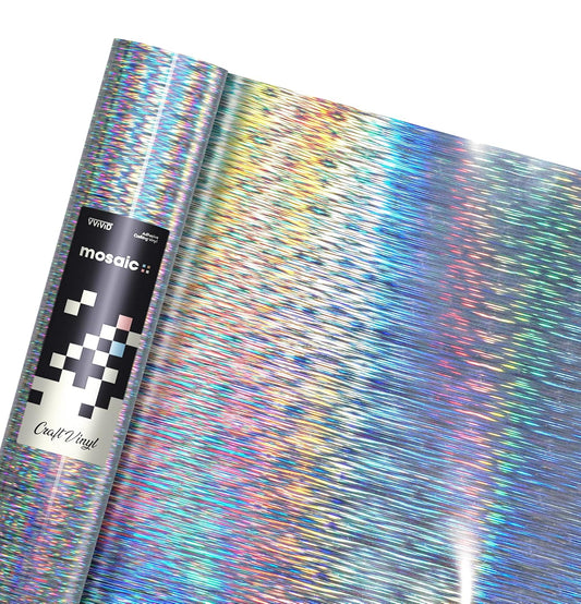 VViViD Mosaic+ Silver Brushed Holographic 1ft x 5ft Crafting Vinyl Crinkle-Free 8yr UV Finish Crafting Vinyl