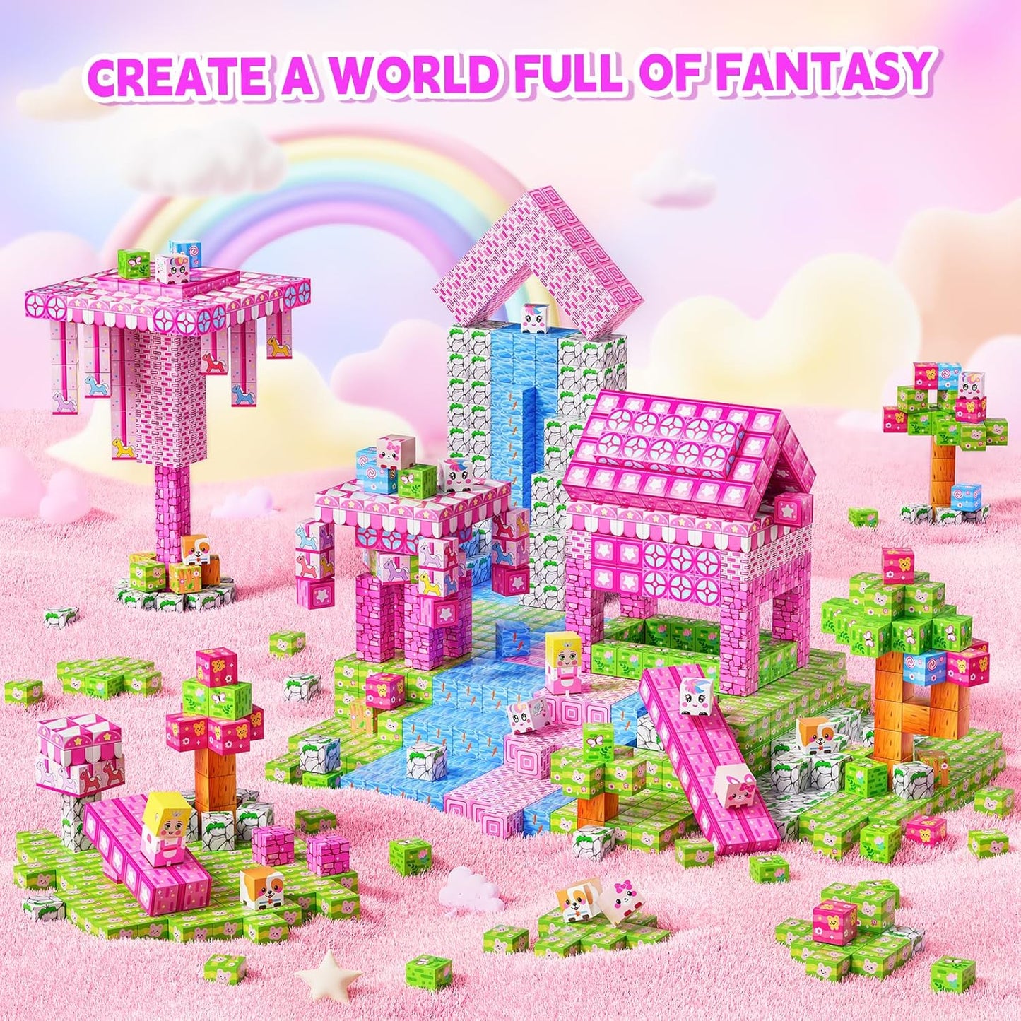 Magnetic Blocks, Magnetic Building Blocks,STEM Constructions Magnet Blocks for Kids, Boys and Girls Age 3+ Years Old, Building Toys Gifts for Kids 84PCS 1" Large Size