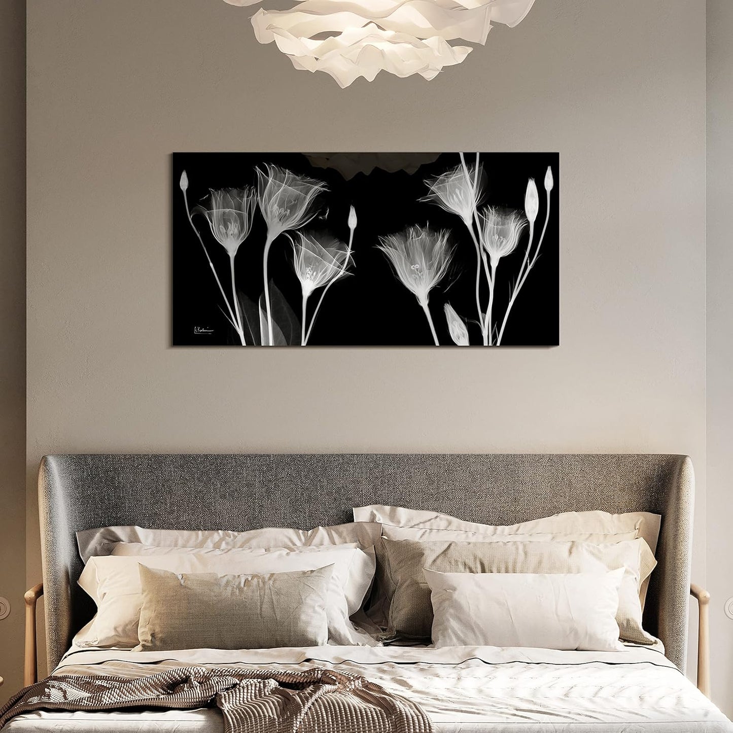 Empire Art Direct Frameless Free Floating Tempered Glass Panel Graphic Flower Wall Art Ready to Hang, 24" x 48", Gentian X-ray