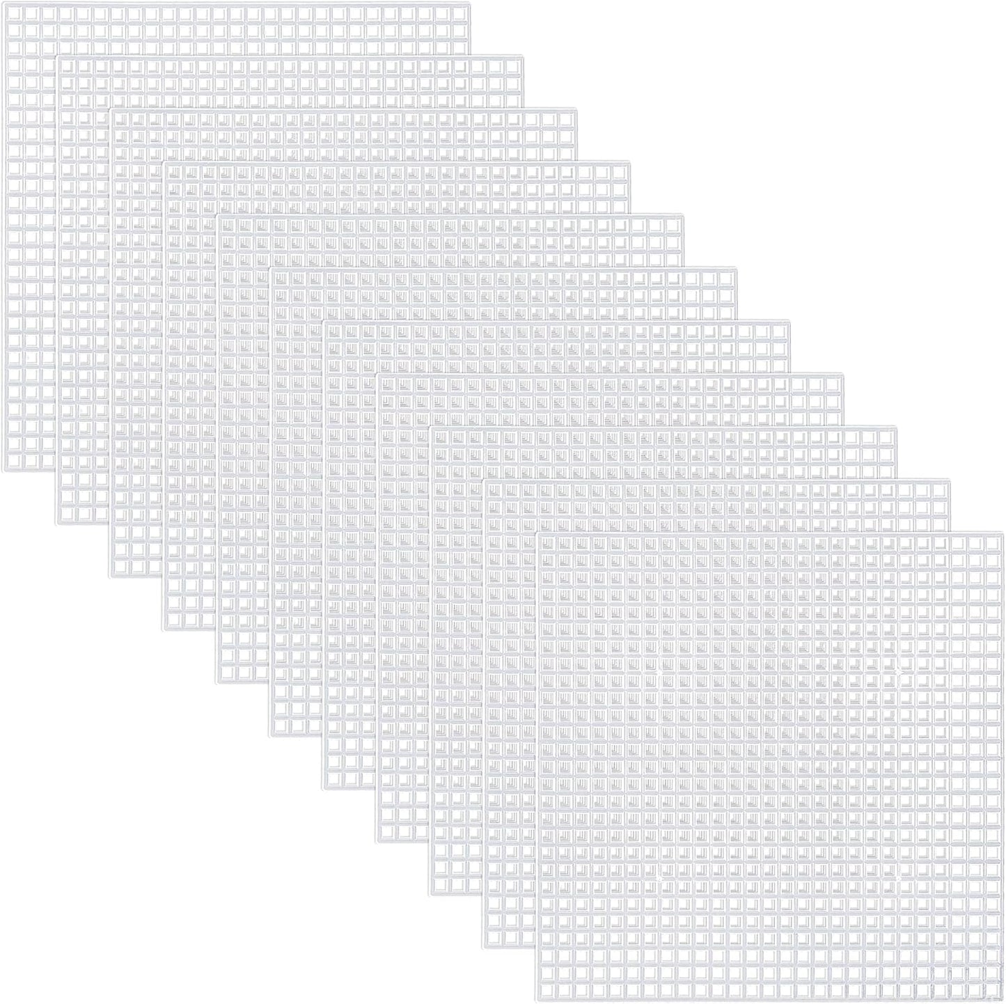 Pllieay 30 Pieces 6 Count Plastic Mesh Canvas Sheets for Embroidery, Acrylic Yarn Crafting, Knit and Crochet Projects (4.1 X 4.1 Inch)