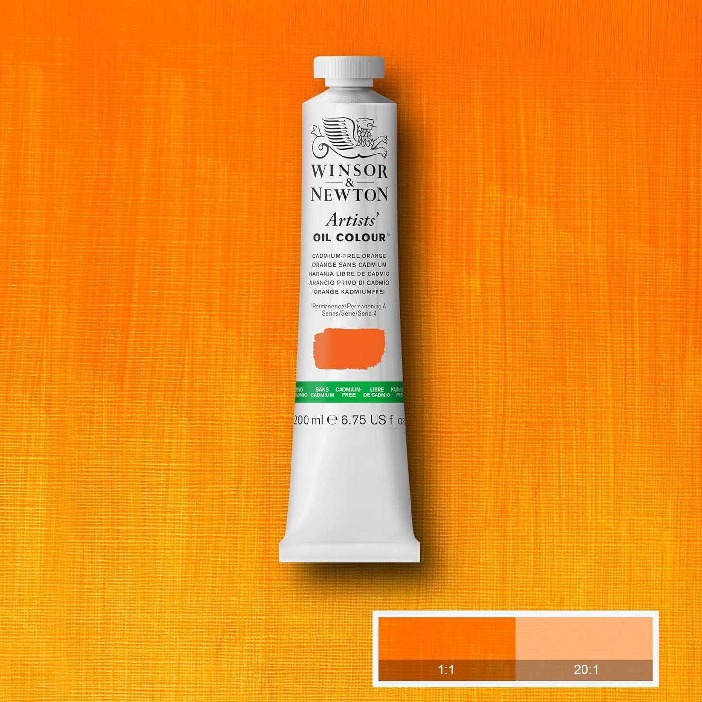 Winsor & Newton Artists' Oil Color, 200ml (6.75 oz) Tube, Cadmium-Free Orange