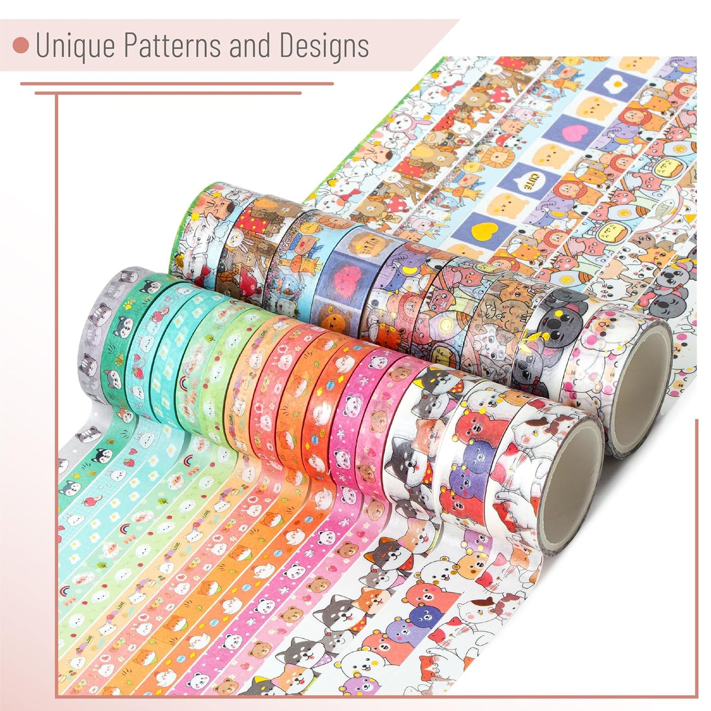 Mr. Pen- Cute Washi Tape for Journaling, 24 Rolls (12 x 7.5mm Wide & 12 x 15mm Wide), 3 Meter/Roll, Decorative Gold Foil Washi Tape Set, Halloween Supplies