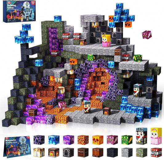 Magnetic Blocks - 150 PCS Build Magnetic Dark Castle Sword Domain World - Magnetics Construction Cube Toys - STEM Montessori Sensory Toys for Toddlers 6 7 8 9 10 Year Old Boys & Girls