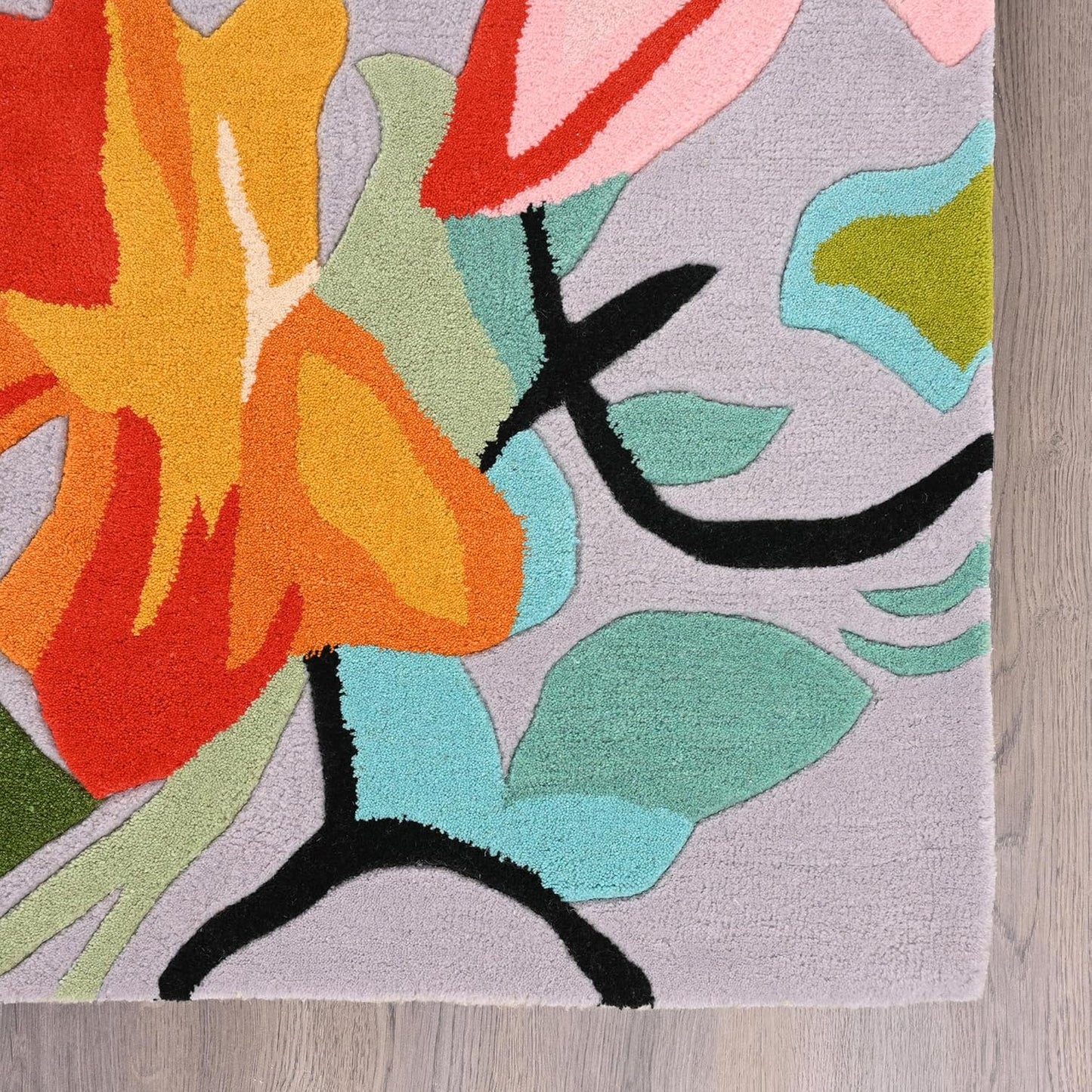 Handmade Wool Floral Area Rug for Living Room | Elegant Flower Garden Design, Soft, Thick and Durable | Bedroom, Dining Room & Home Decor Carpet (10' x 14', Floral K)