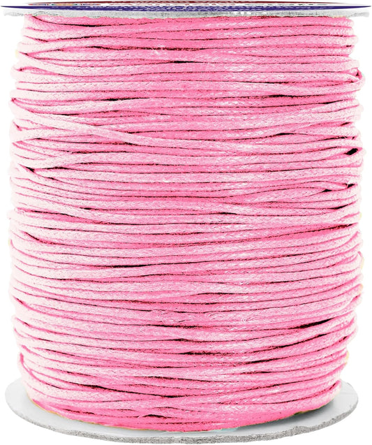 Mandala Crafts 1.5mm 109 Yards Pink Cotton Waxed Cord for Jewelry Making Bracelet Cord Waxed String - Beading String Thread Jewelry Cords for Necklaces String
