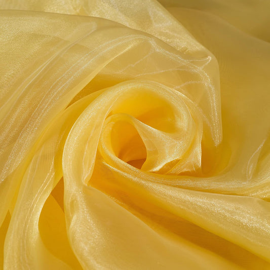 Fynite Sheer Organza Fabric | 5 Yards Long | 44" Wide | Bridal Solid Sheer Organza Bolt for Wedding Dress Fashion Craft Decorations - Gold