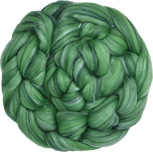 Merino Silk Luxe Tonal Designer Blend. Superfine Merino, Mulberry Silk, Tussah Silk. Top Roving for Spinning or Felting. Velvet Moss 4oz