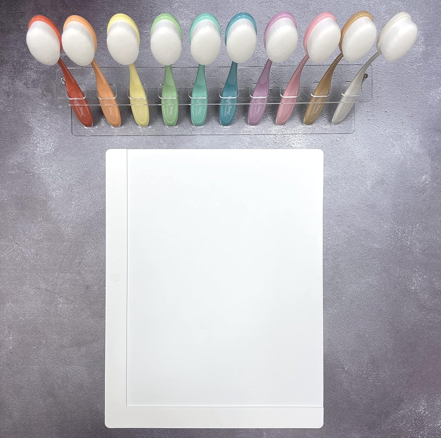 Waffle Flower 6x9 Media Mat - Matte White Silicone Craft Mat w/Bag for Ink Blending. Non-Slip, Waterproof, Heat-Resistant, Non-Stick and Non-Reflective. 6 x 9 inch Open Edge for Bigger Media Sizes.