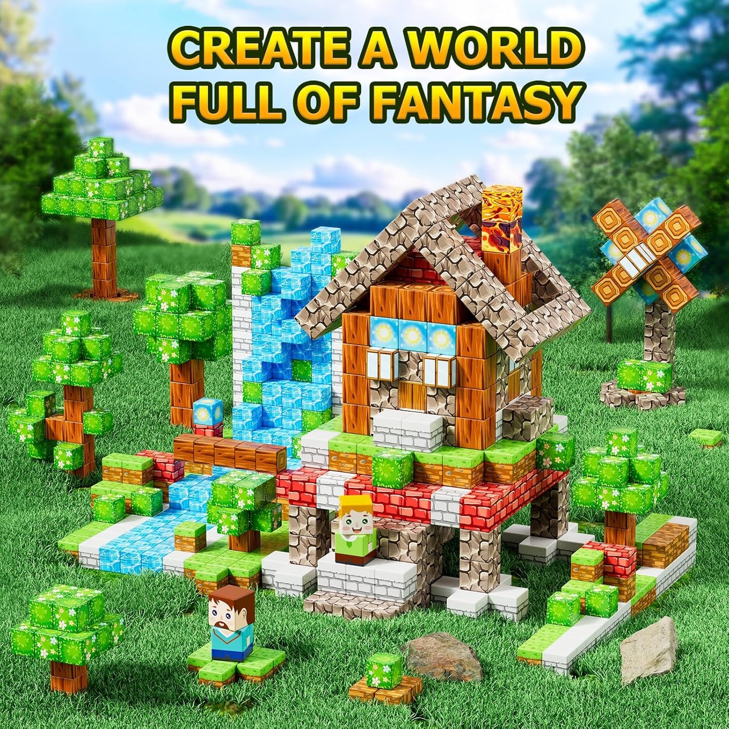 Magnetic Blocks, Magnetic Building Blocks,STEM Constructions Magnet Blocks for Kids, Boys and Girls Age 3+ Years Old, Building Toys Gifts for Kids 84PCS 1" Large Size