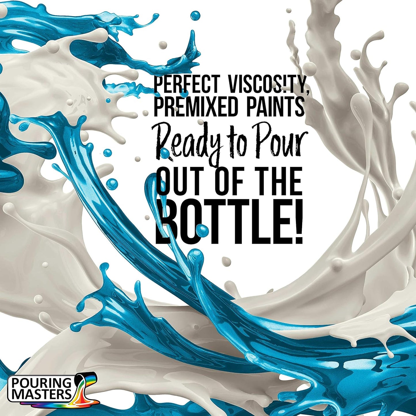 Pouring Masters Peacock Teal Metallic Pearl Ready to Pour Acrylic Pouring Paint - Premium 8-Ounce Pre-Mixed Fluid Acrylic Paint - Fluid Art Supplies for Canvas, Wood, Paper, Tile & Rocks