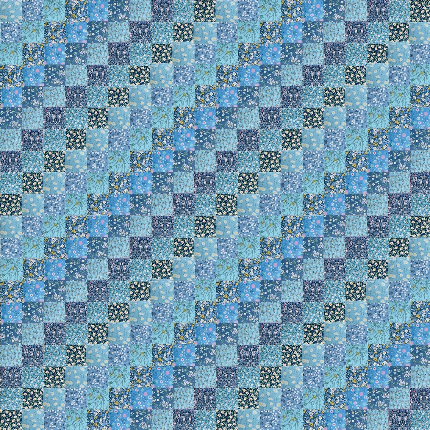 HANPATQUI 50PCS 12 x 12 inch Blue Printed 100% Cotton Fat Quarters Fabric for Sewing and Quilting Bundles Precut Fabric Square for DIY Craft Patchwork