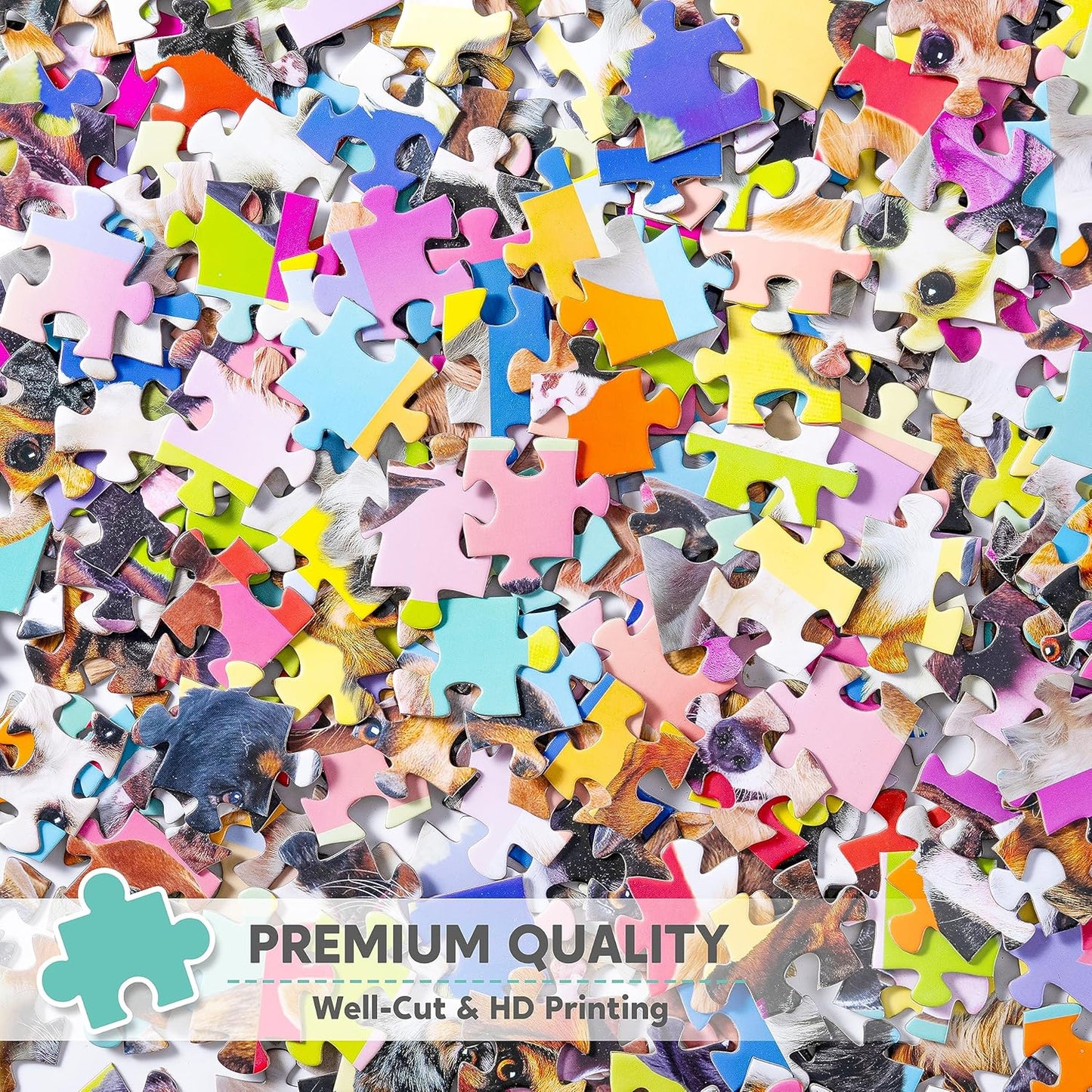 JOYIN 300 pcs Multicolor Dogs Puzzles, Jigsaw Puzzle for Kids and Adults(27.6" x 19.7"), Puppy Theme Puzzles for Teens, Collection Gift Home Art Decor